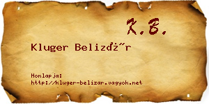 Kluger Belizár névjegykártya